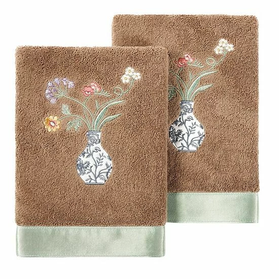 Linum Home Textiles Turkish Cotton Stella 2-piece Embellished Hand Towel Set Blush 9 Linum Home Textiles Turkish Cotton Stella 2-piece Embellished Hand Towel Set Blush - Image 9