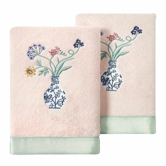 Linum Home Textiles Turkish Cotton Stella 2-piece Embellished Hand Towel Set Blush 12 Linum Home Textiles Turkish Cotton Stella 2-piece Embellished Hand Towel Set Blush - Image 12