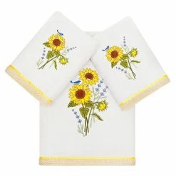 Linum Home Textiles Turkish Cotton Girasol 3-piece Embellished Towel Set White