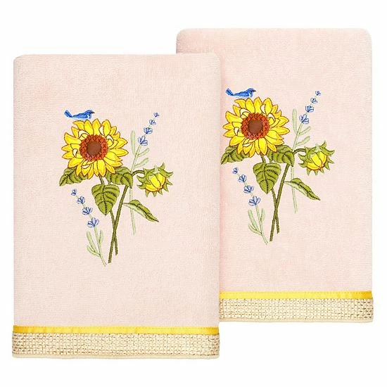 Linum Home Textiles Turkish Cotton Girasol 2-piece Embellished Hand Towel Set Cocoa 7 Linum Home Textiles Turkish Cotton Girasol 2-piece Embellished Hand Towel Set Cocoa - Image 7