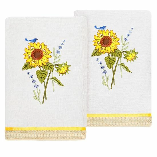 Linum Home Textiles Turkish Cotton Girasol 2-piece Embellished Hand Towel Set Cocoa 10 Linum Home Textiles Turkish Cotton Girasol 2-piece Embellished Hand Towel Set Cocoa - Image 10