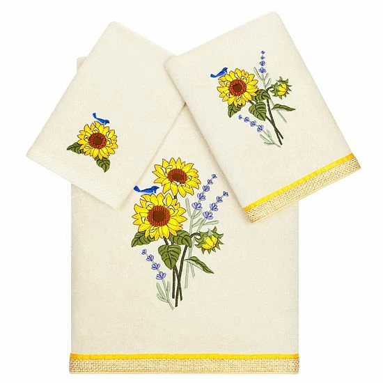 Linum Home Textiles Turkish Cotton Girasol 3-piece Embellished Towel Set Silver 13 Linum Home Textiles Turkish Cotton Girasol 3-piece Embellished Towel Set Silver - Image 13
