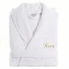 Women's Linum Home Textiles Turkish Cotton Embroidered ''Hers'' Terry Bathrobe Black