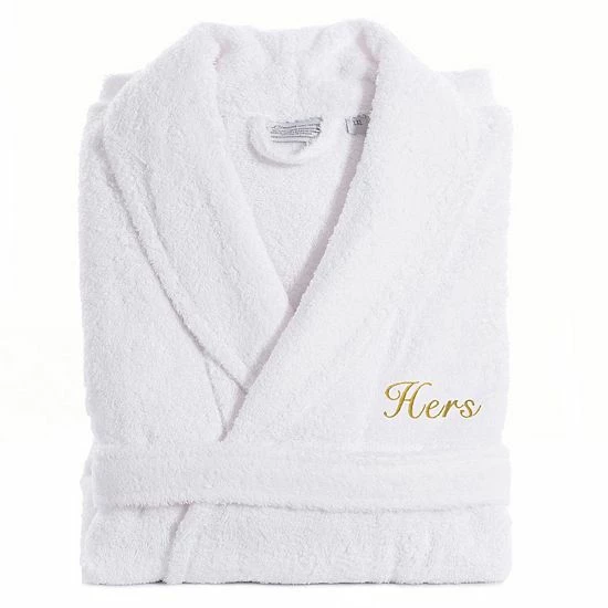 Women's Linum Home Textiles Turkish Cotton Embroidered ''Hers'' Terry Bathrobe Black Women's Linum Home Textiles Turkish Cotton Embroidered ''Hers'' Terry Bathrobe Black -Linum Home Textiles store unnamed file 6519
