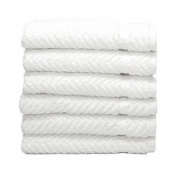 Linum Home Textiles Herringbone 6-pk. Washcloths White
