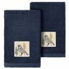 Linum Home Textiles Turkish Cotton Belinda 2-piece Embellished Fingertip Towel Set Marine