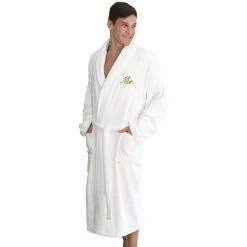 Linum Home Textiles ''Mr.'' Terry Bathrobe White Gold