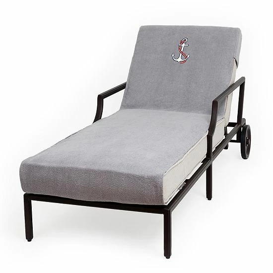 Linum Home Textiles Turkish Cotton Anchor Embroidered Chaise Lounge Cover White 6 Linum Home Textiles Turkish Cotton Anchor Embroidered Chaise Lounge Cover White - Image 6