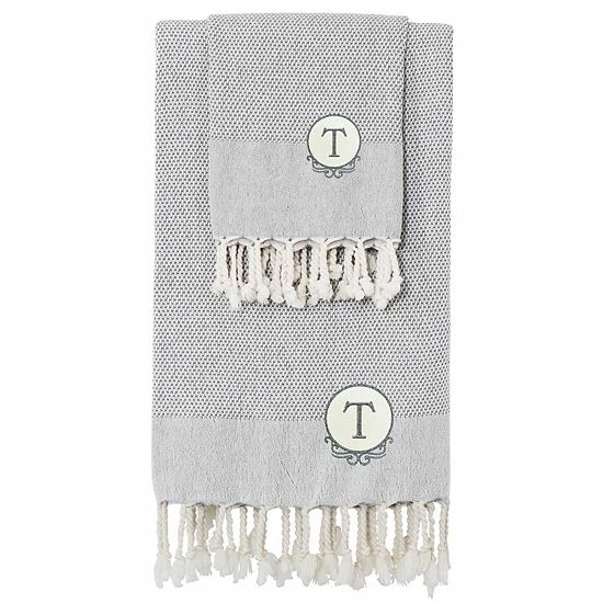 Linum Home Textiles Turkish Cotton Personalized Fun In Paradise Pestemal Beach And Hand Towel Set 14 Linum Home Textiles Turkish Cotton Personalized Fun In Paradise Pestemal Beach And Hand Towel Set - Image 14