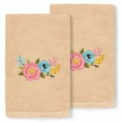 Linum Home Textiles Primavera Embroidered Luxury Turkish Cotton 2-pack Hand Towel Set White