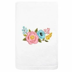 Linum Home Textiles Primavera Embroidered Luxury Turkish Cotton Hand Towel White