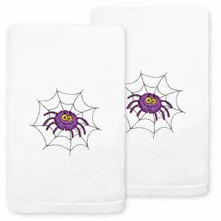 Linum Home Textiles Spider Embroidered Luxury Turkish Cotton 2-pack Hand Towel Set Sand