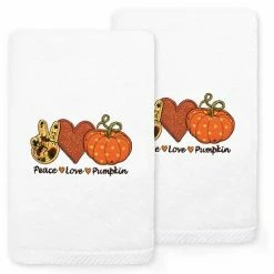 Linum Home Textiles Peace, Love, Pumpkin Embroidered Luxury Turkish Cotton 2-pack Hand Towel Set White 2 Linum Home Textiles Peace, Love, Pumpkin Embroidered Luxury Turkish Cotton 2-pack Hand Towel Set White -Linum Home Textiles store unnamed file 6785