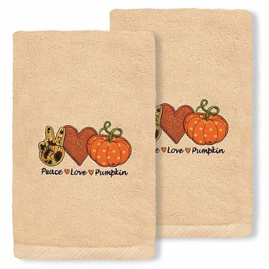 Linum Home Textiles Peace, Love, Pumpkin Embroidered Luxury Turkish Cotton 2-pack Hand Towel Set White Linum Home Textiles Peace, Love, Pumpkin Embroidered Luxury Turkish Cotton 2-pack Hand Towel Set White -Linum Home Textiles store unnamed file 6786
