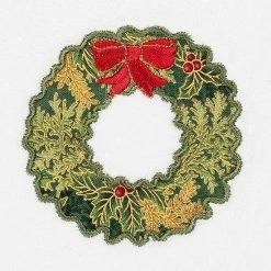 Linum Home Textiles 2-pack Christmas Wreath Embroidered Hand Towel Set Sand -Linum Home Textiles store unnamed file 6796
