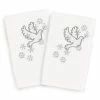 Linum Home Textiles Christmas 2-pack Dove Embroidered Luxury Turkish Cotton Hand Towels Sand