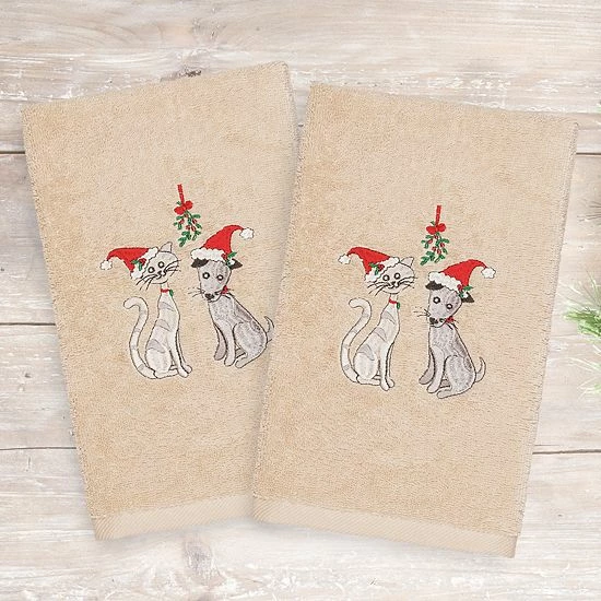 Linum Home Textiles Christmas 2-pack Cute Couple Embroidered Luxury Turkish Cotton Hand Towels Sand Linum Home Textiles Christmas 2-pack Cute Couple Embroidered Luxury Turkish Cotton Hand Towels Sand -Linum Home Textiles store unnamed file 6830