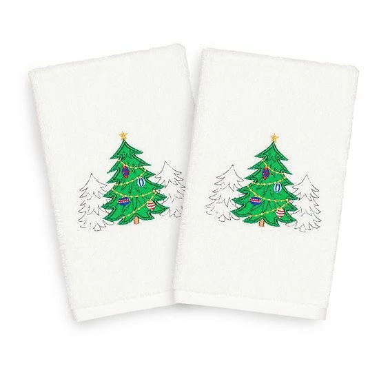 Linum Home Textiles 2-pack Christmas Three Trees Embroidered Hand Towel Set White Linum Home Textiles 2-pack Christmas Three Trees Embroidered Hand Towel Set White -Linum Home Textiles store unnamed file 6837