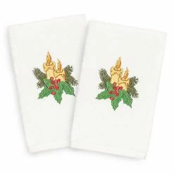 Linum Home Textiles Christmas 2-pack Candles Embroidered Luxury Turkish Cotton Hand Towels White 4 Linum Home Textiles Christmas 2-pack Candles Embroidered Luxury Turkish Cotton Hand Towels White -Linum Home Textiles store unnamed file 6848