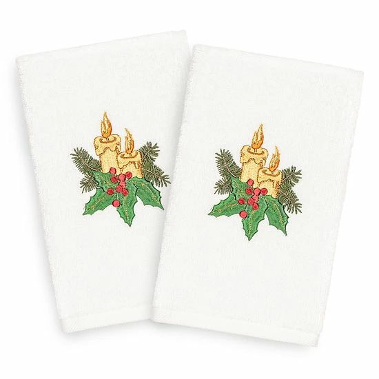 Linum Home Textiles Christmas 2-pack Candles Embroidered Luxury Turkish Cotton Hand Towels White Linum Home Textiles Christmas 2-pack Candles Embroidered Luxury Turkish Cotton Hand Towels White -Linum Home Textiles store unnamed file 6848