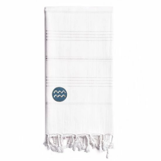 Linum Home Textiles Turkish Cotton Summer Fun Horoscope Aquarius Pestemal Beach Towel Gray Aquarius 7 Linum Home Textiles Turkish Cotton Summer Fun Horoscope Aquarius Pestemal Beach Towel Gray Aquarius - Image 7