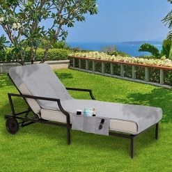 Linum Home Textiles Standard Size Chaise Lounge Cover With Side Pockets Gray -Linum Home Textiles store unnamed file 7034