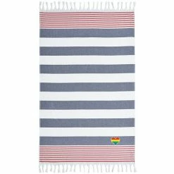 Linum Home Textiles Turkish Cotton Patriotic Cheerful Rainbow Heart Pestemal Beach Towel