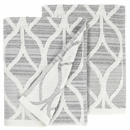 Linum Home Textiles Turkish Cotton Alev Jacquard 2-piece Hand Towel Set Blue Multi 2 Linum Home Textiles Turkish Cotton Alev Jacquard 2-piece Hand Towel Set Blue Multi - Image 2