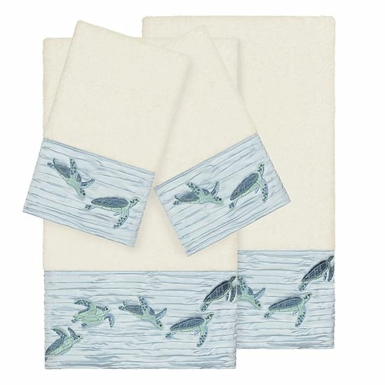Linum Home Textiles Turkish Cotton Mia 4-piece Embellished Towel Set Cream 2 Linum Home Textiles Turkish Cotton Mia 4-piece Embellished Towel Set Cream - Image 2
