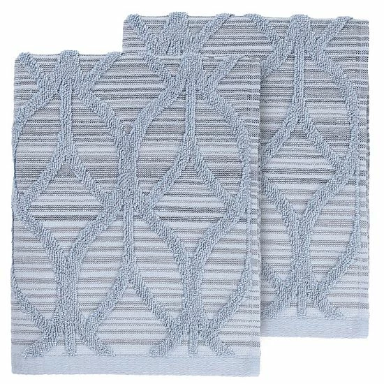 Linum Home Textiles Turkish Cotton Alev Jacquard 2-piece Hand Towel Set Blue Multi 6 Linum Home Textiles Turkish Cotton Alev Jacquard 2-piece Hand Towel Set Blue Multi - Image 6
