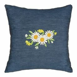 Linum Home Textiles Daisy Denim Decorative Square Throw Pillow Cover
