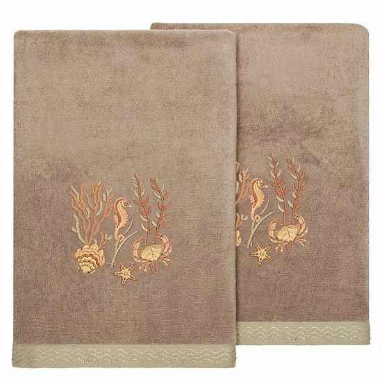 Linum Home Textiles Turkish Cotton Aaron 2-piece Embellished Bath Towel Set Cocoa Linum Home Textiles Turkish Cotton Aaron 2-piece Embellished Bath Towel Set Cocoa -Linum Home Textiles store unnamed file 7170