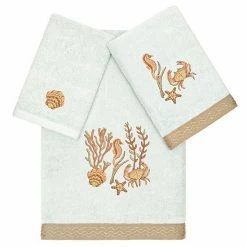 Linum Home Textiles Turkish Cotton Aaron 3-piece Embellished Towel Set Aqua
