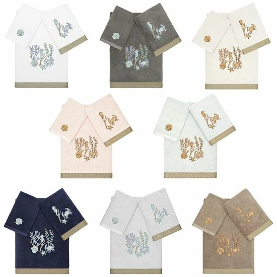 Linum Home Textiles Turkish Cotton Aaron 3-piece Embellished Towel Set Aqua 9 Linum Home Textiles Turkish Cotton Aaron 3-piece Embellished Towel Set Aqua - Image 9