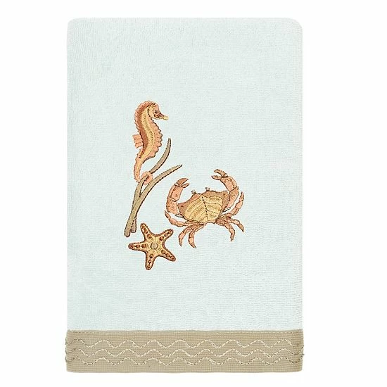 Linum Home Textiles Turkish Cotton Aaron 3-piece Embellished Towel Set Aqua 10 Linum Home Textiles Turkish Cotton Aaron 3-piece Embellished Towel Set Aqua - Image 10
