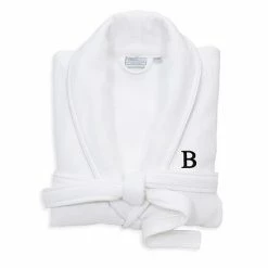 Linum Home Textiles Turkish Cotton Personalized Satin Piped Trim Waffle Terry White Bathrobe -Linum Home Textiles store unnamed file 738