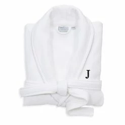 Linum Home Textiles Turkish Cotton Personalized Satin Piped Trim Waffle Terry White Bathrobe -Linum Home Textiles store unnamed file 741