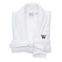 Linum Home Textiles Turkish Cotton Personalized Satin Piped Trim Waffle Terry White Bathrobe -Linum Home Textiles store unnamed file 746