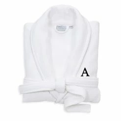 Linum Home Textiles Turkish Cotton Personalized Satin Piped Trim Waffle Terry White Bathrobe -Linum Home Textiles store unnamed file 748