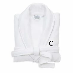 Linum Home Textiles Turkish Cotton Personalized Satin Piped Trim Waffle Terry White Bathrobe -Linum Home Textiles store unnamed file 749