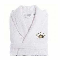 Linum Home Textiles Turkish Cotton Terry Embroidered Bath Robe Gray