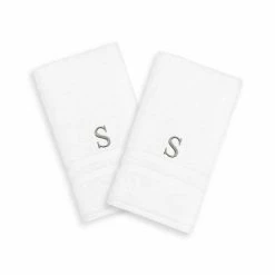 Linum Home Textiles 2-pack Silver-Tone Monogram Hand Towel