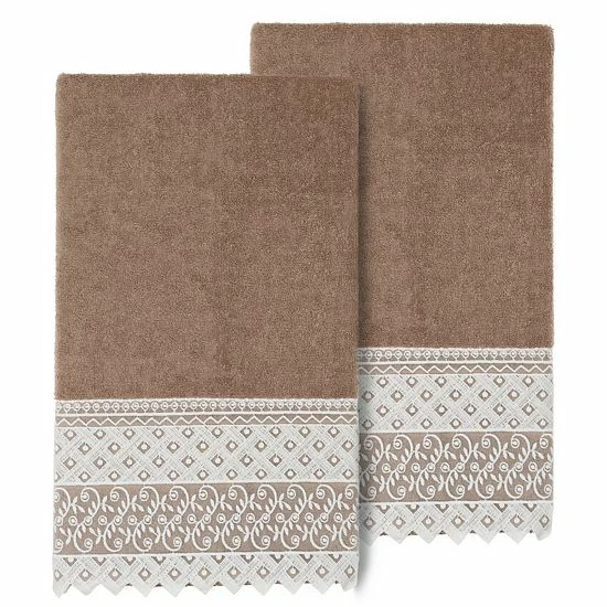 Linum Home Textiles Turkish Cotton Aiden 2-piece White Lace Embellished Bath Towel Set Linum Home Textiles Turkish Cotton Aiden 2-piece White Lace Embellished Bath Towel Set -Linum Home Textiles store unnamed file 942