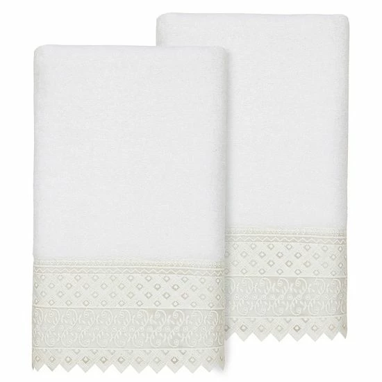 Linum Home Textiles Turkish Cotton Aiden 2-piece White Lace Embellished Bath Towel Set Linum Home Textiles Turkish Cotton Aiden 2-piece White Lace Embellished Bath Towel Set -Linum Home Textiles store unnamed file 944