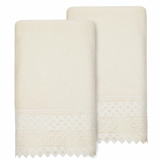 Linum Home Textiles Turkish Cotton Aiden 2-piece White Lace Embellished Bath Towel Set Linum Home Textiles Turkish Cotton Aiden 2-piece White Lace Embellished Bath Towel Set -Linum Home Textiles store unnamed file 947
