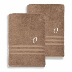Linum Home Textiles Turkish Cotton Denzi 2-piece Personalized Bath Sheet Set