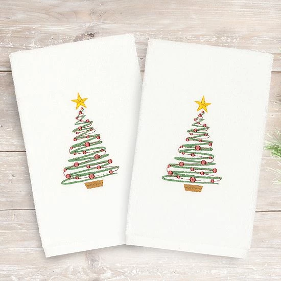Linum Home Textiles Christmas 2-pack Tree Embroidered Luxury Turkish Cotton Hand Towels Sand Linum Home Textiles Christmas 2-pack Tree Embroidered Luxury Turkish Cotton Hand Towels Sand -Linum Home Textiles store unnamed file 990